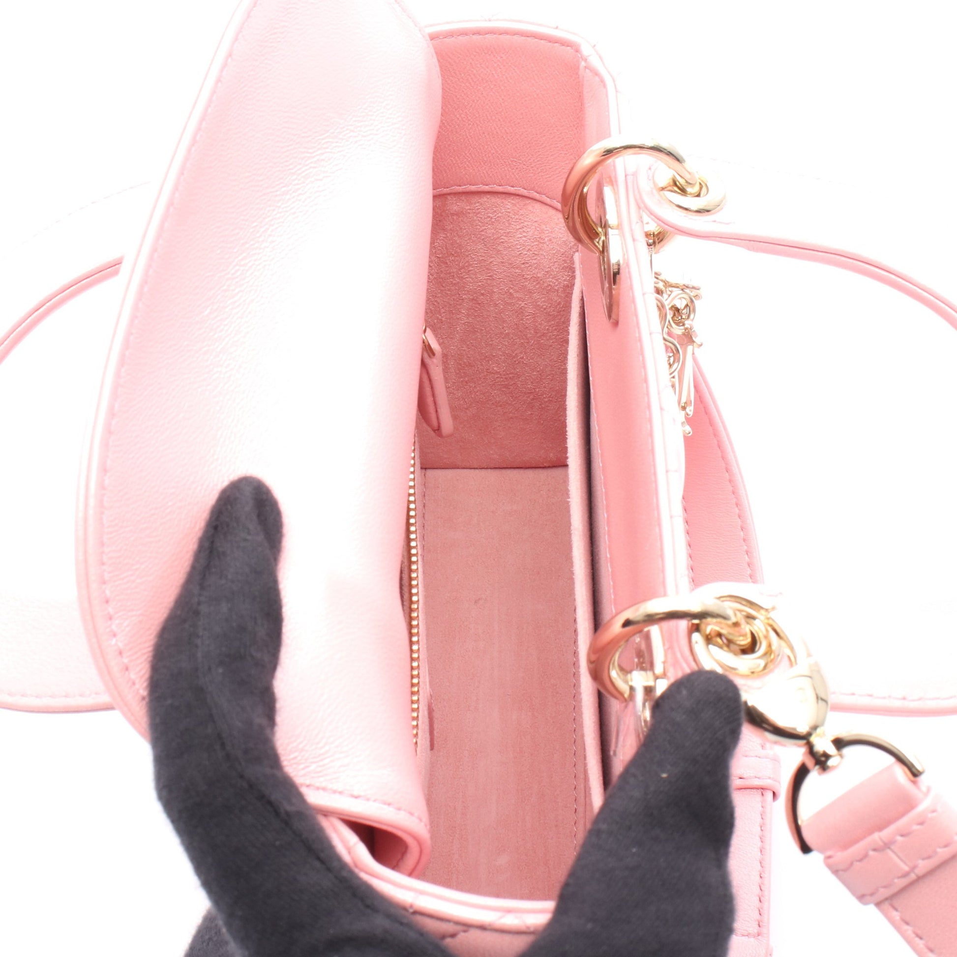 レディディオール スモール カナージュ ハンドバッグ レザー ピンク 2WAY クリスチャンディオール バッグ Christian Dior