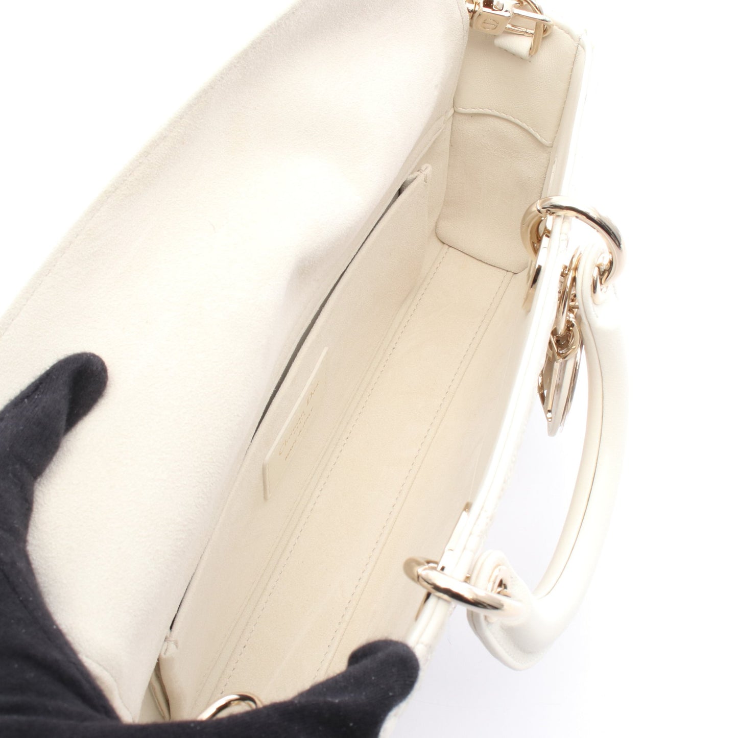 Lady D-Joy ミディアム ハンドバッグ レザー オフホワイト 2WAY クリスチャンディオール バッグ Christian Dior