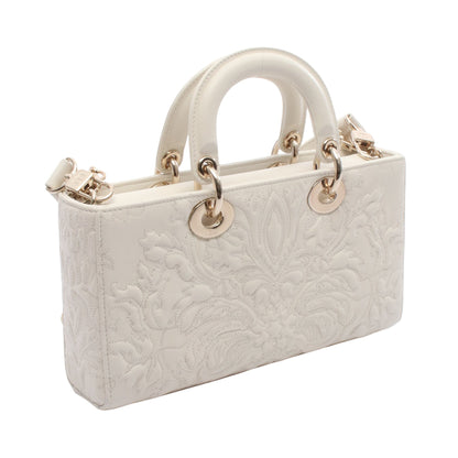 Lady D-Joy ミディアム ハンドバッグ レザー オフホワイト 2WAY クリスチャンディオール バッグ Christian Dior