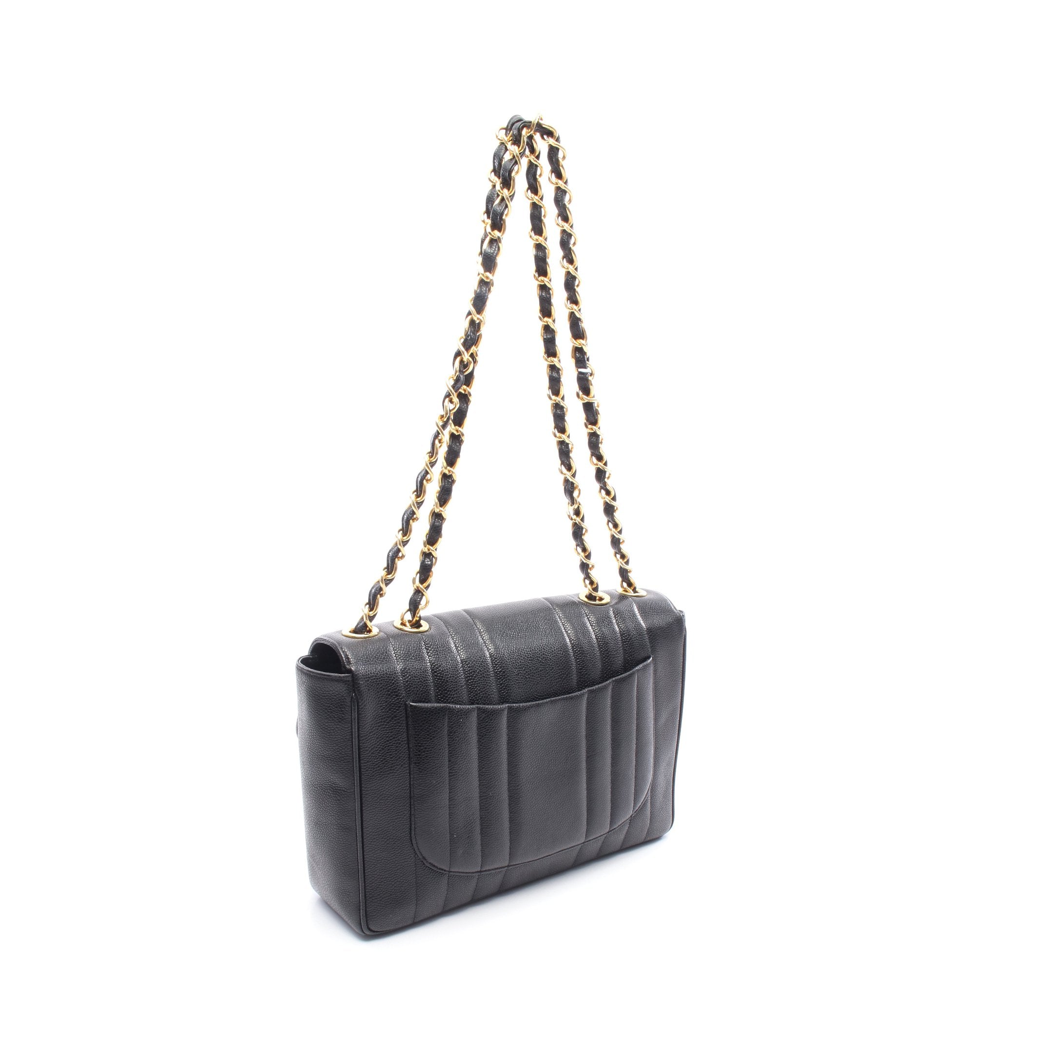 マドモアゼル デカココマーク Wチェーンショルダーバッグ キャビア