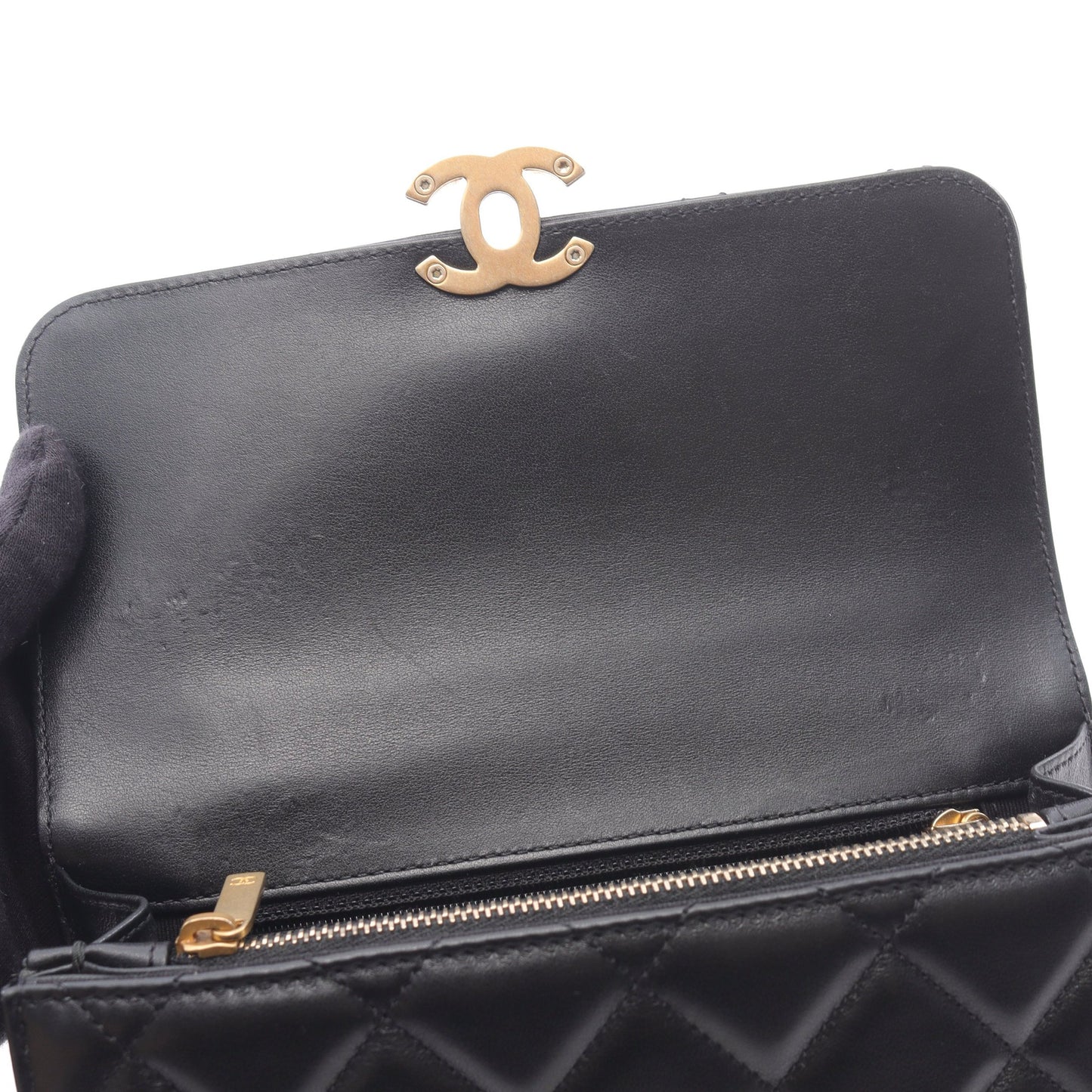 マトラッセ チェーンショルダーバッグ ラムスキン ブラック アンティークゴールド金具 2WAY シャネル バッグ CHANEL