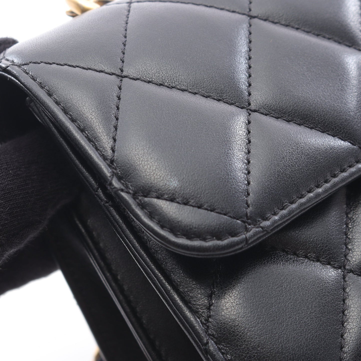 マトラッセ チェーンショルダーバッグ ラムスキン ブラック アンティークゴールド金具 2WAY シャネル バッグ CHANEL