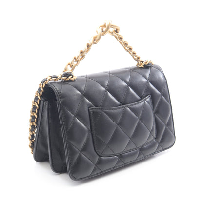マトラッセ チェーンショルダーバッグ ラムスキン ブラック アンティークゴールド金具 2WAY シャネル バッグ CHANEL