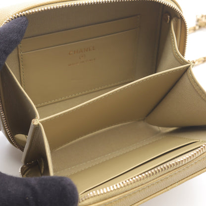 マトラッセ ミニカメラバッグ チェーンショルダーバッグ キャビアスキン カーキベージュ ゴールド金具 シャネル バッグ CHANEL