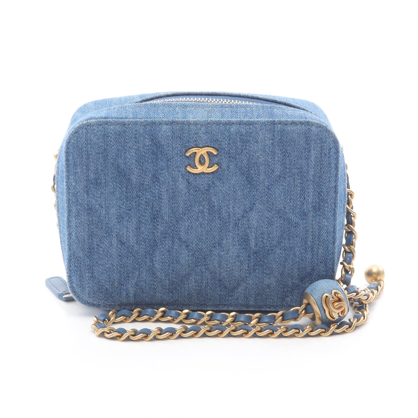 マトラッセ チェーンショルダーバッグ デニム ブルー ゴールド金具 シャネル バッグ CHANEL