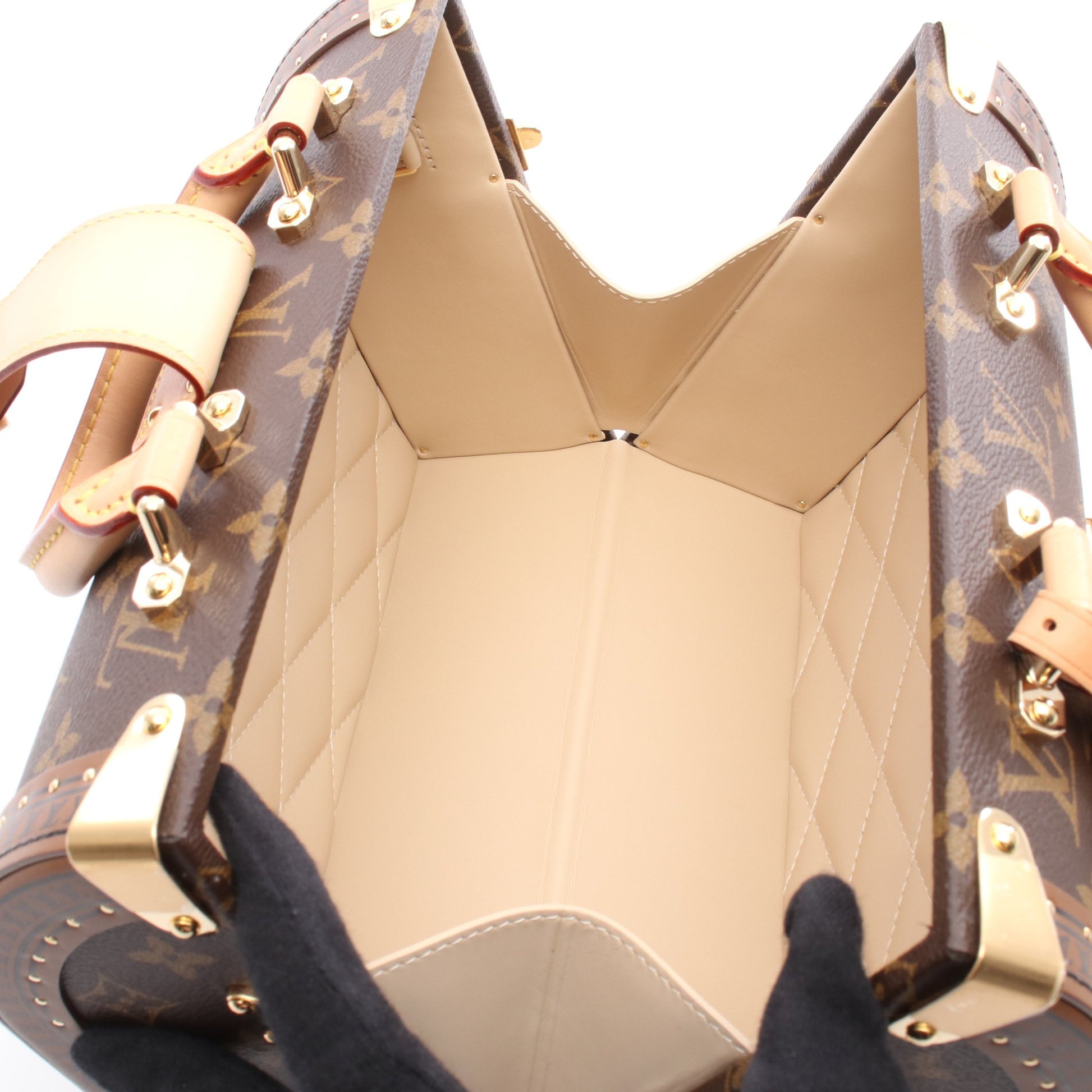 スピーディ トランク モノグラム ハンドバッグ PVC レザー ブラウン ルイヴィトン バッグ LOUIS VUITTON