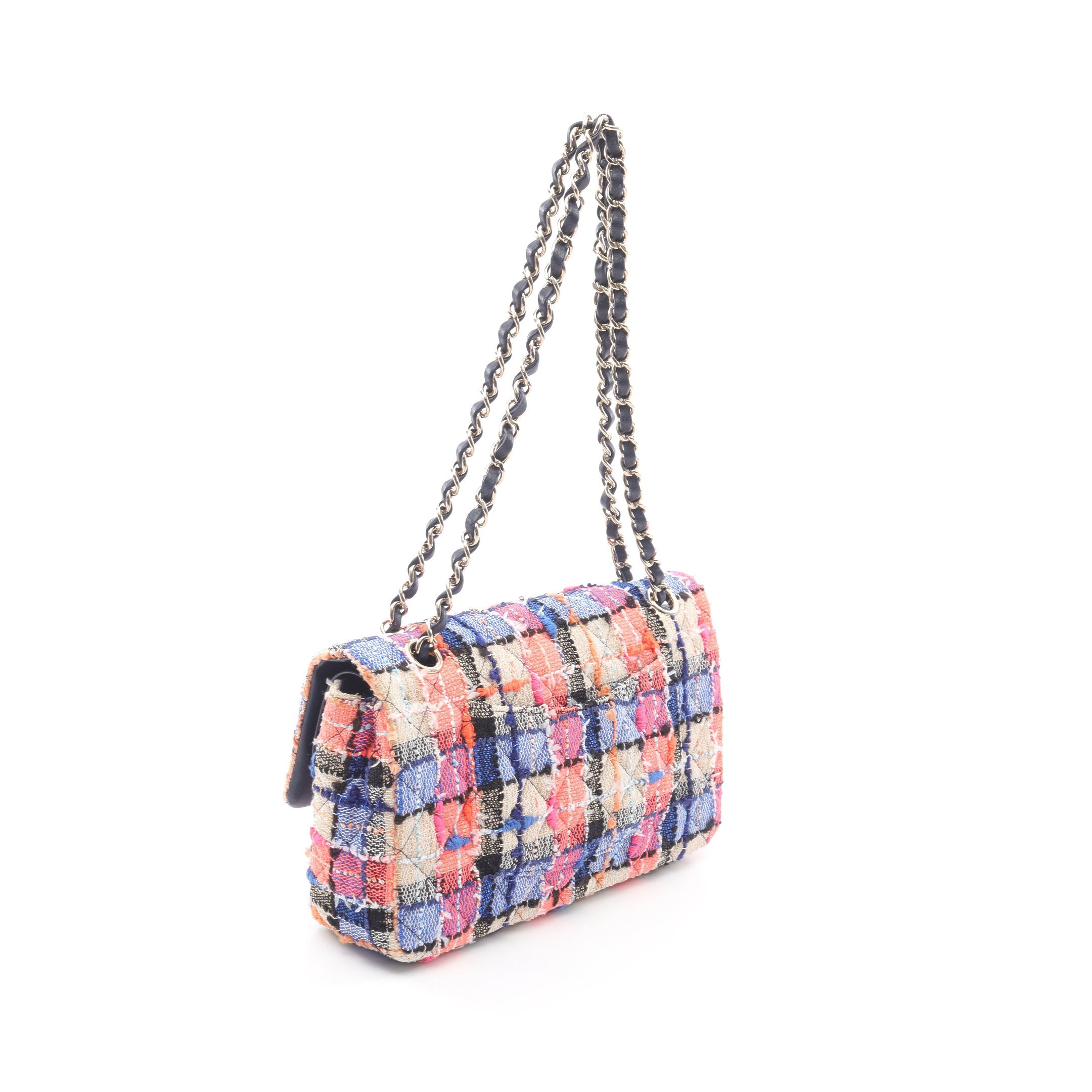 マトラッセ Wフラップ Wチェーンショルダーバッグ ツイード レザー