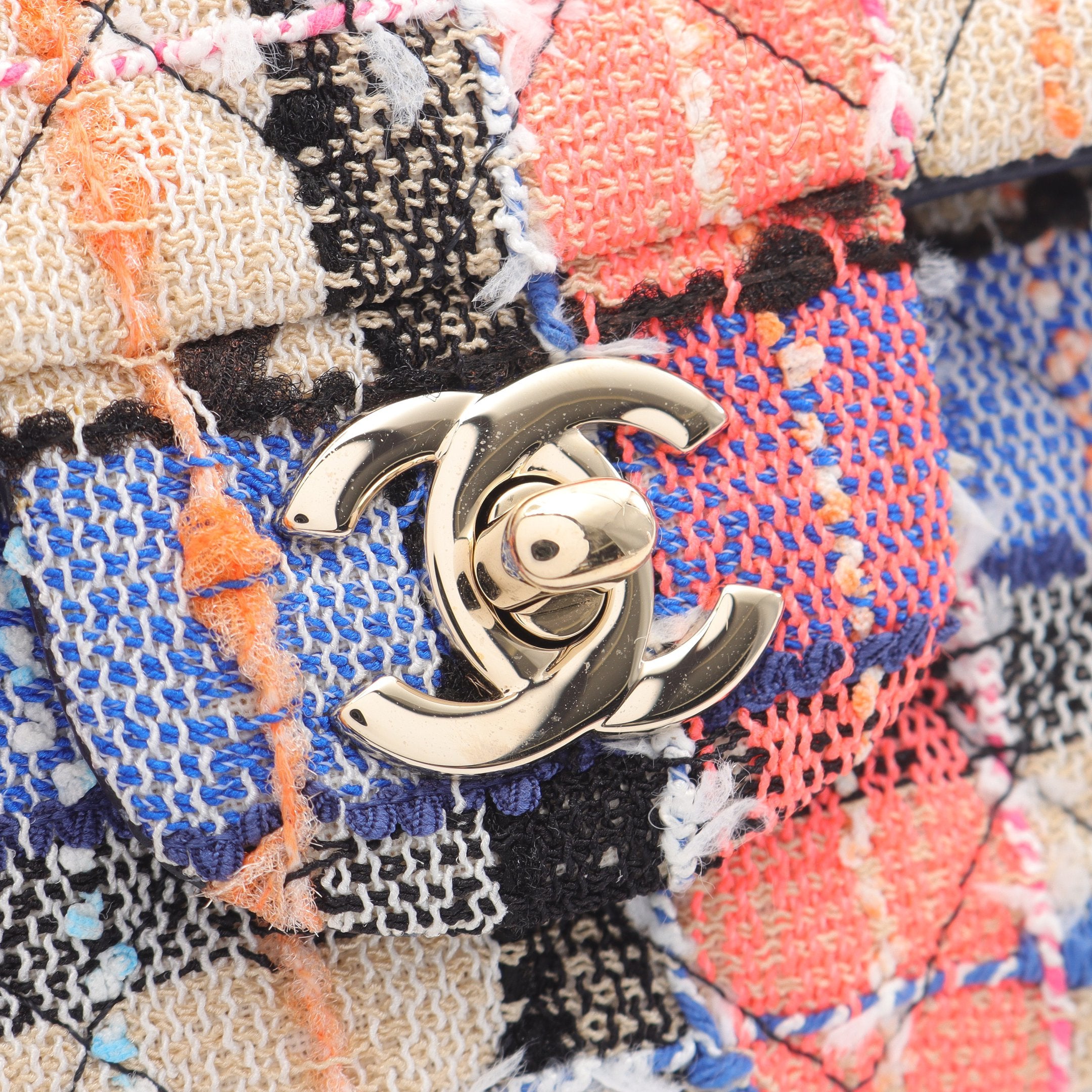 CHANEL マルチカラー ツイード ショルダーバッグ マトラッセ Wフラップ Wチェーンショルダーバッグ ツイード レザー