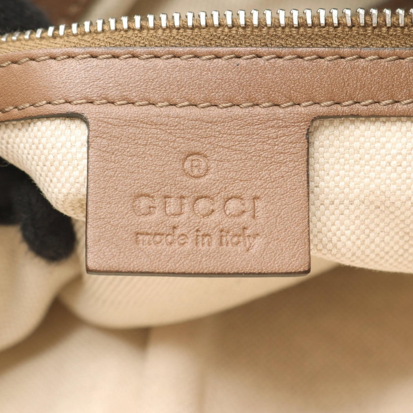 インターロッキングG ショルダーバッグ レザー ブラウン 編み込みストラップ グッチ バッグ GUCCI