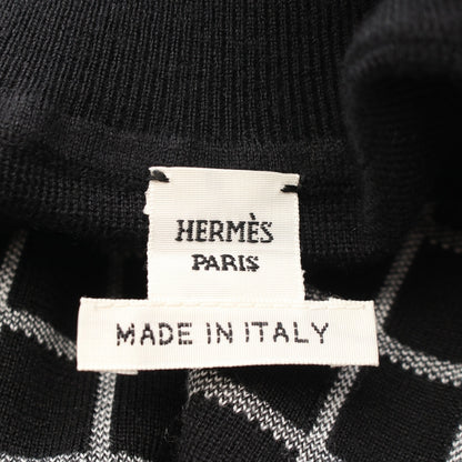 ニット ハイネック チェック カシミヤ シルク ブラック ホワイト エルメス トップス HERMES