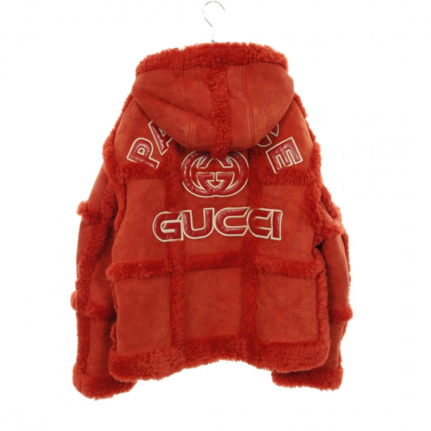 GUCCI グッチ　フード付ジップジャケット GUCCI × PALACE GG柄 ジップアップ ジャケット ムートン オレンジ