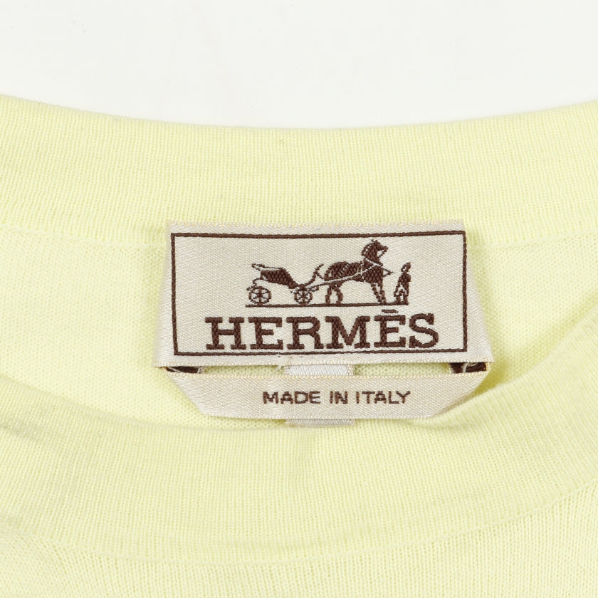 シェーヌダンクル ニット クルーネック コットン ライトイエロー エルメス トップス HERMES
