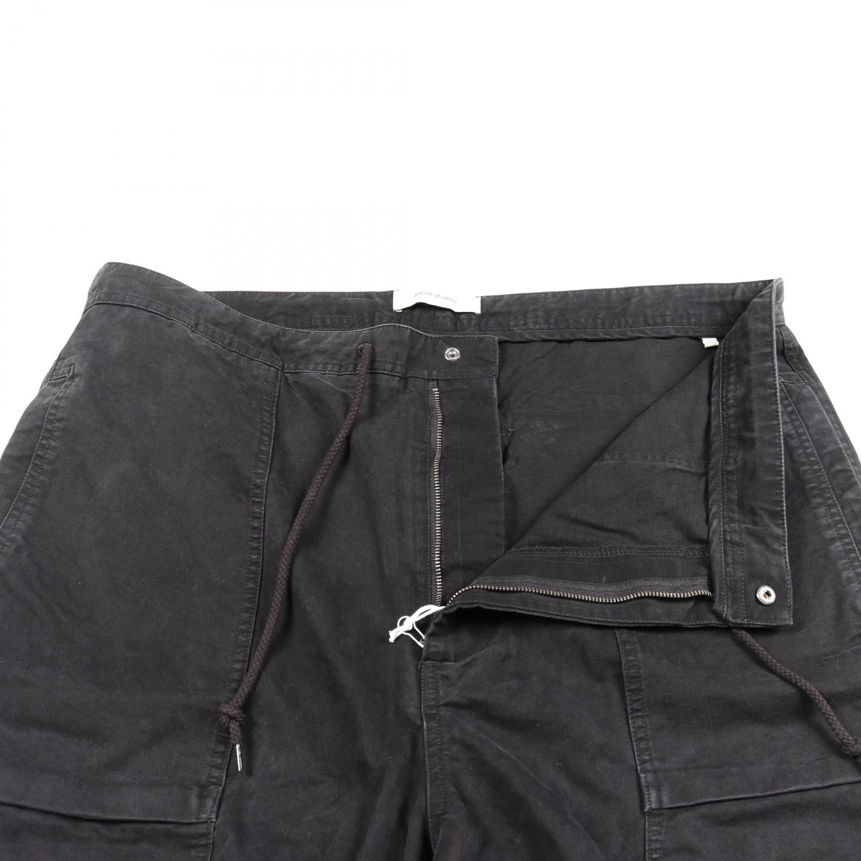 BARREN CARGO カーゴパンツ コットン ブラック USED加工 エンタイアスタジオ ボトムス ENTIRE STUDIOS