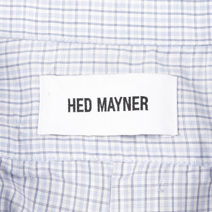 シャツ ストライプ チェック コットン ブラウン ホワイト ライトブルー レイヤード ヘドメイナー トップス HED MAYNER