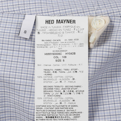 シャツ ストライプ チェック コットン ブラウン ホワイト ライトブルー レイヤード ヘドメイナー トップス HED MAYNER