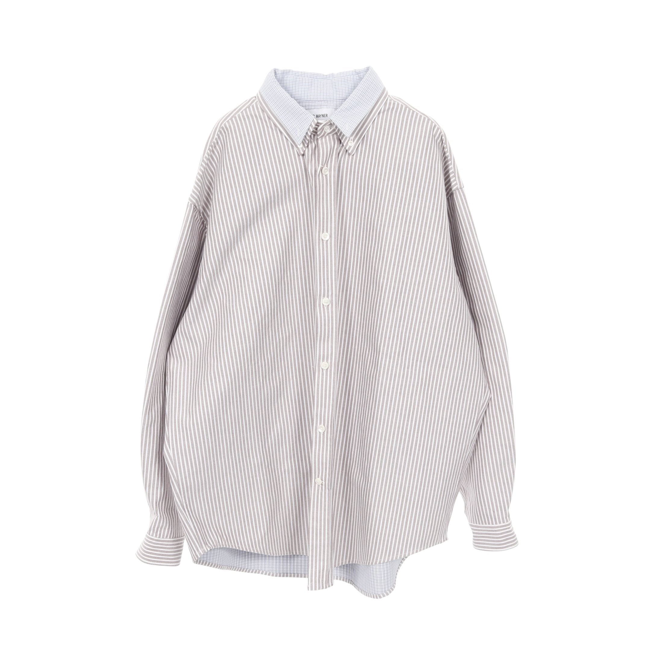 シャツ ストライプ チェック コットン ブラウン ホワイト ライトブルー