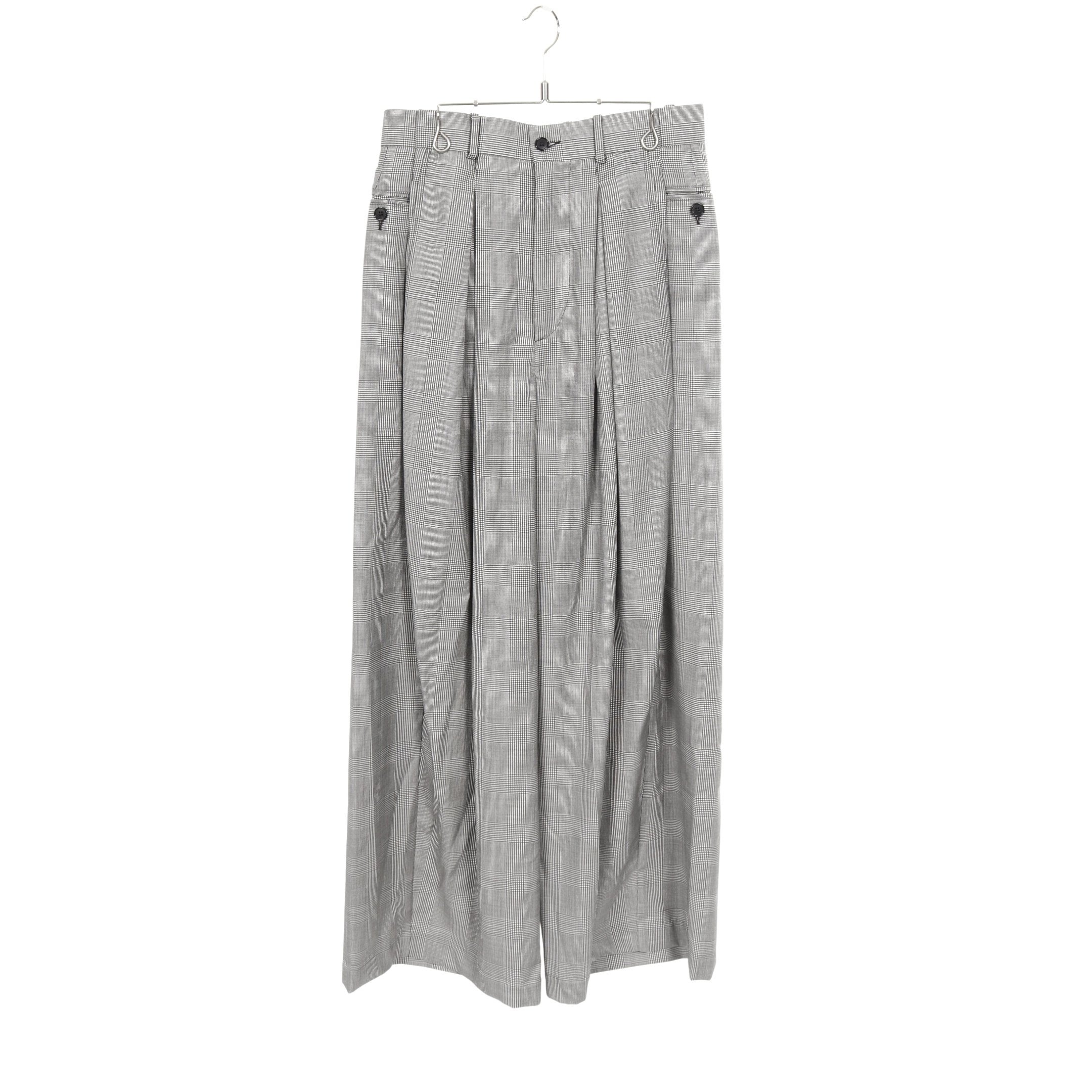 HED MAYNER グレンチェックパンツ ヘビー ウール ギャバジン パンツ グレンチェック ウール グレー