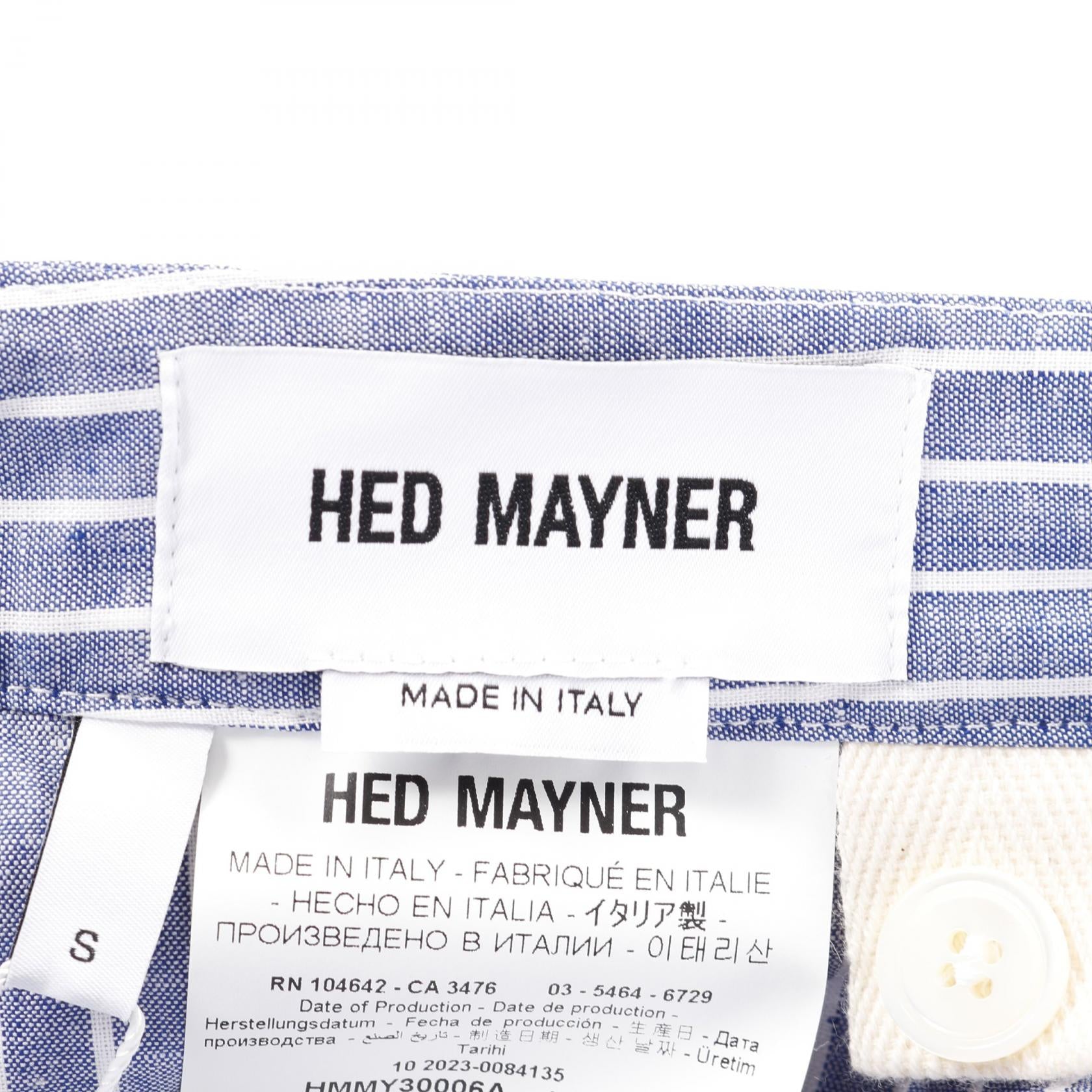 ペーパータッチ オックスフォード パンツ ストライプ コットン ブルー ヘドメイナー ボトムス HED MAYNER