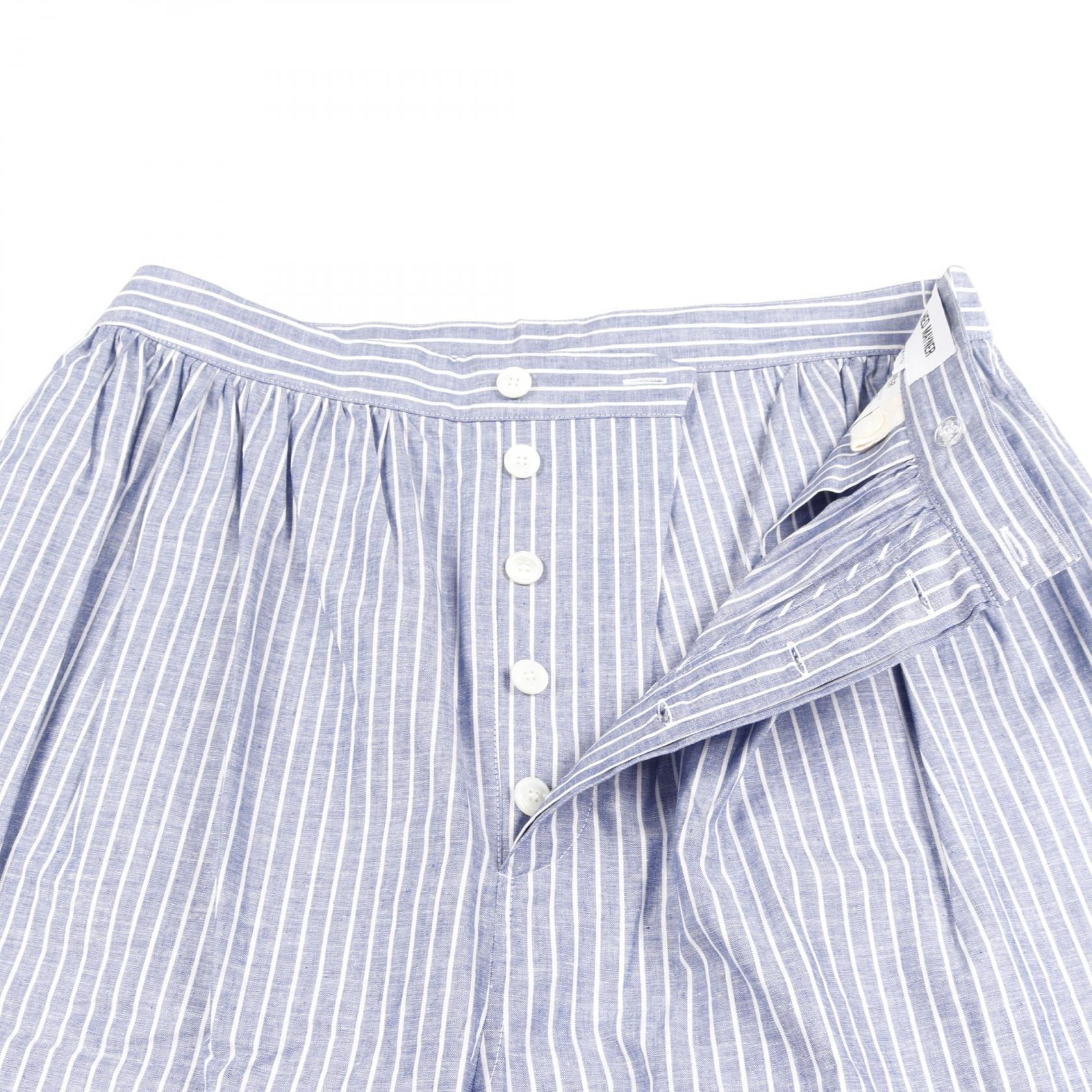 ペーパータッチ オックスフォード パンツ ストライプ コットン ブルー ヘドメイナー ボトムス HED MAYNER