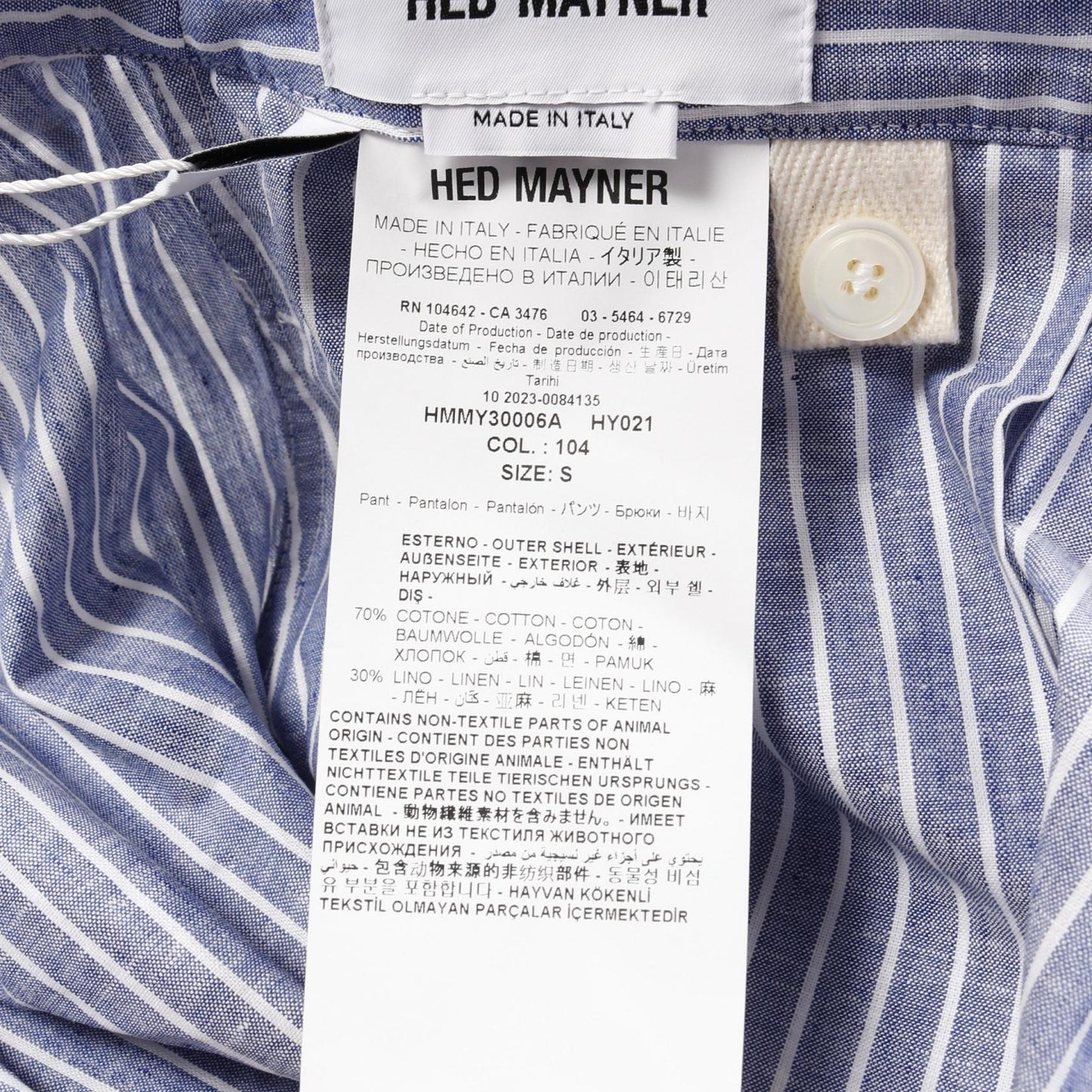 ペーパータッチ オックスフォード パンツ ストライプ コットン ブルー ヘドメイナー ボトムス HED MAYNER