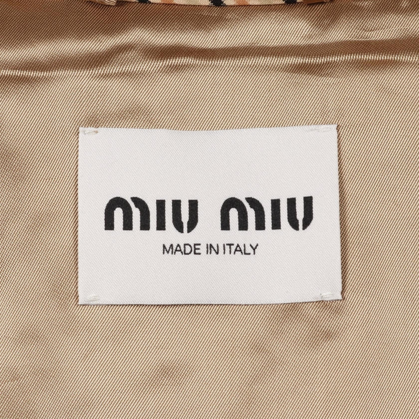 ブルゾン チェック コットン ベージュ ブラック ライトブラウン ミュウミュウ アウター miu miu