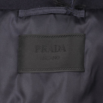 トライアングルロゴ オーバーサイズ ヴィンテージ加工 中綿 ワークジャケット コットン ホワイト 24AW プラダ アウター PRADA