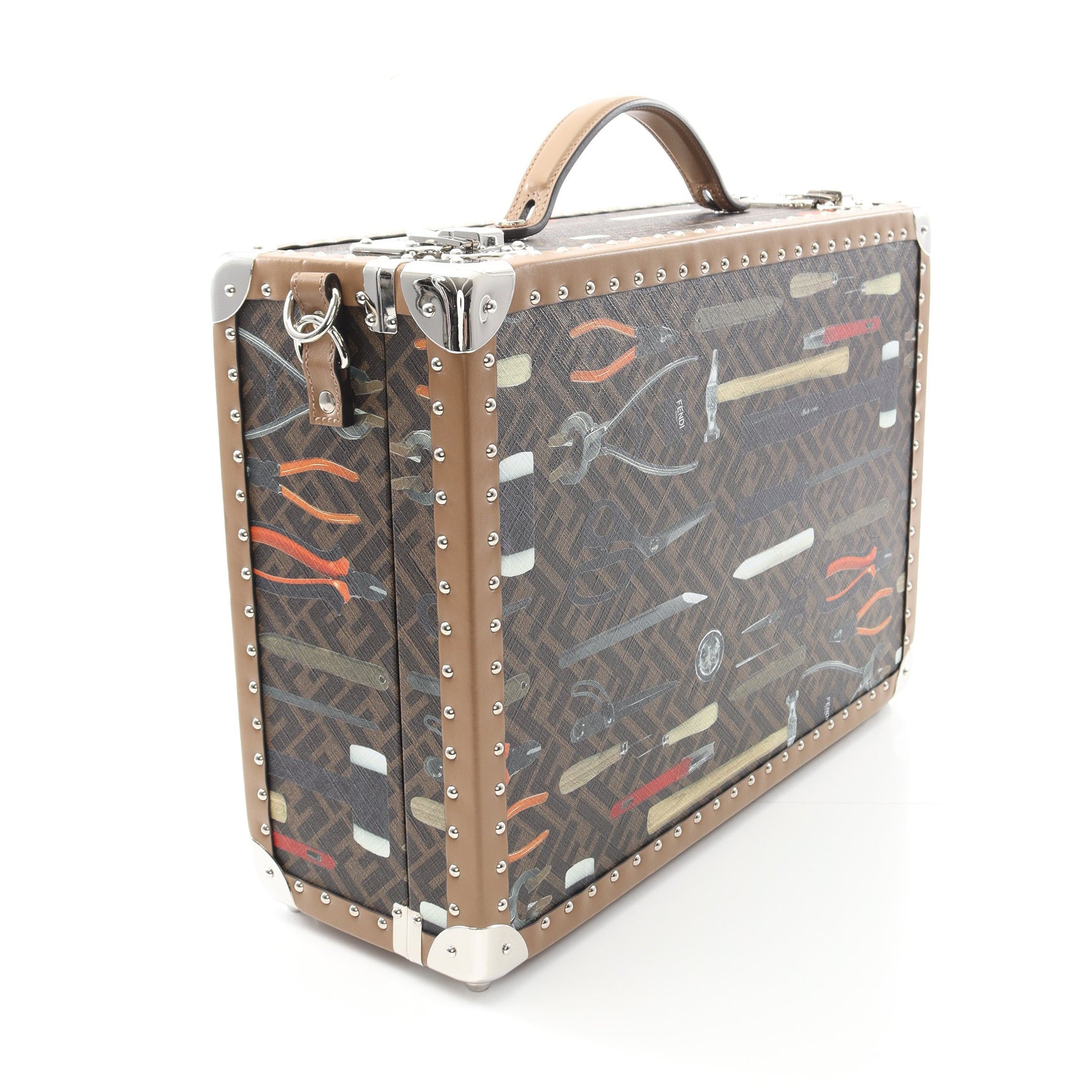ズッカ トランクケース PVC レザー ブラウン マルチカラー 2WAY フェンディ バッグ FENDI