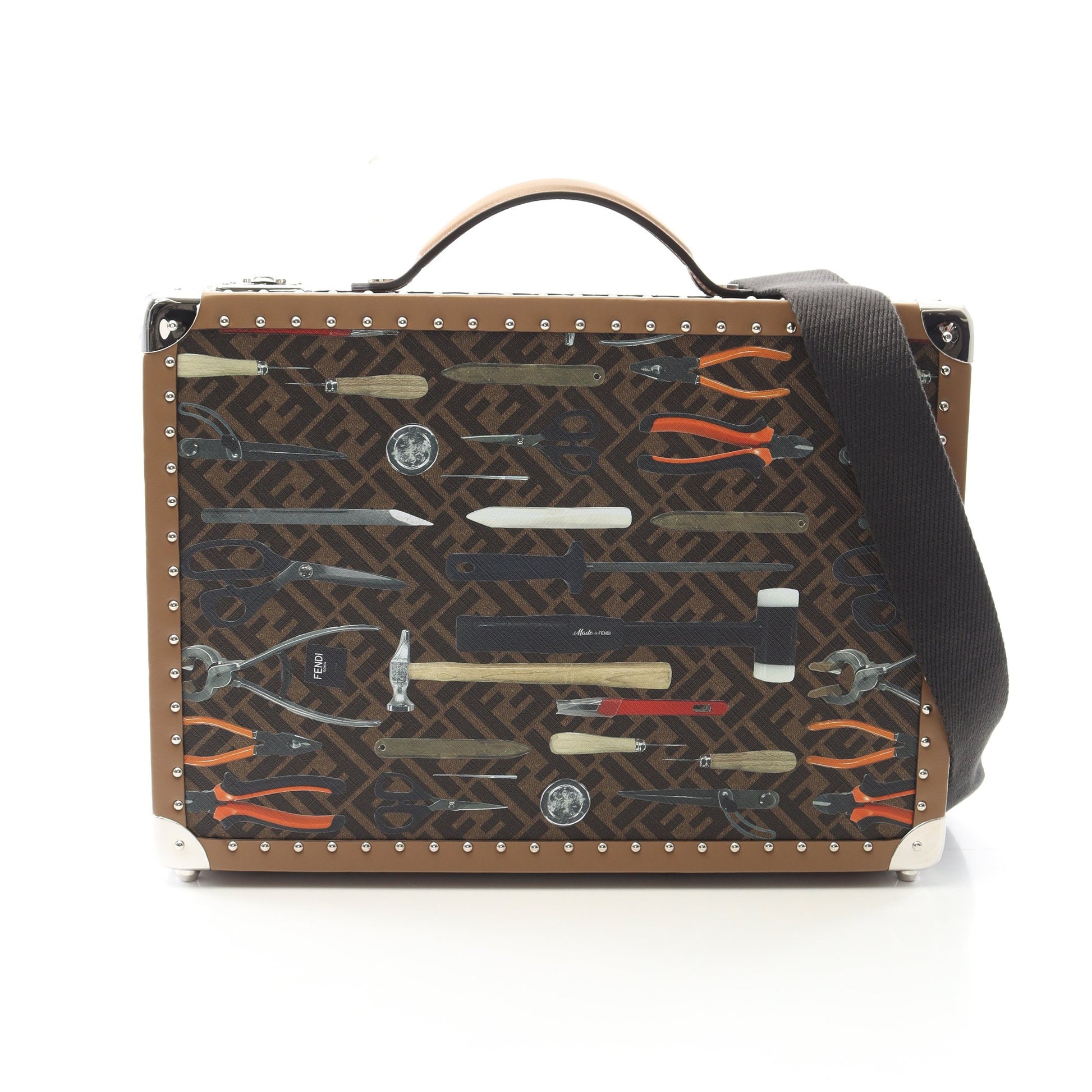 ズッカ トランクケース PVC レザー ブラウン マルチカラー 2WAY フェンディ バッグ FENDI