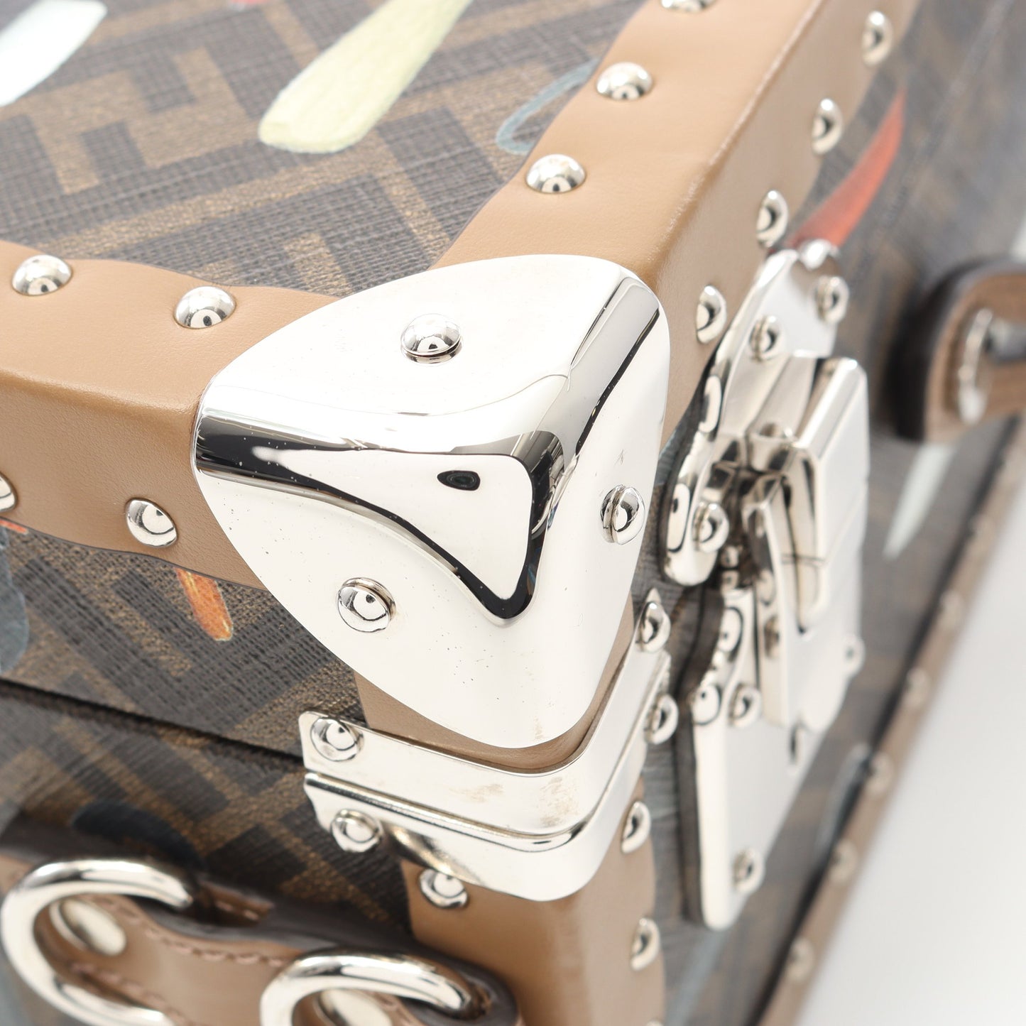 ズッカ トランクケース PVC レザー ブラウン マルチカラー 2WAY フェンディ バッグ FENDI