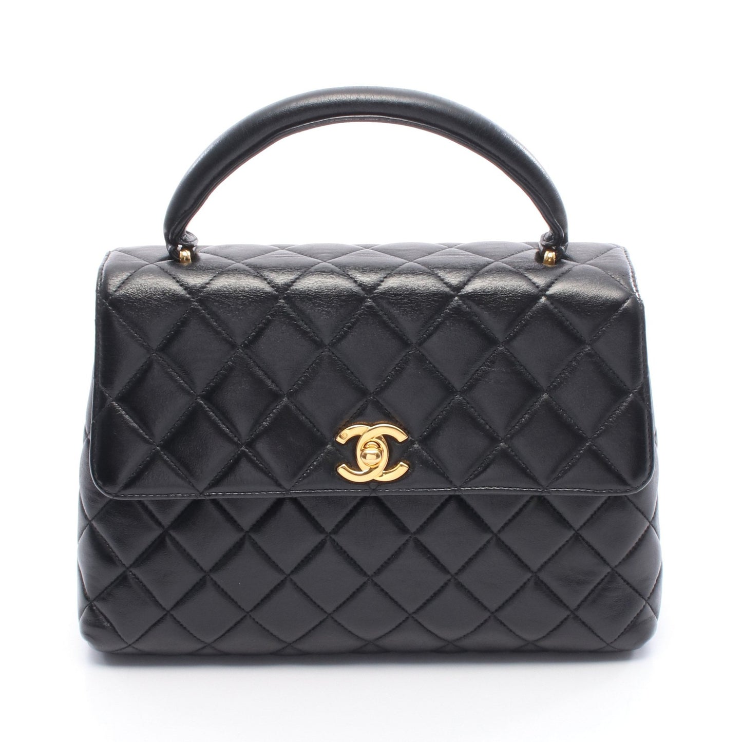 マトラッセ ハンドバッグ ラムスキン ブラック ゴールド金具 シャネル バッグ CHANEL