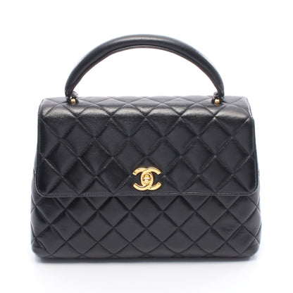 マトラッセ ハンドバッグ ラムスキン ブラック ゴールド金具 シャネル バッグ CHANEL