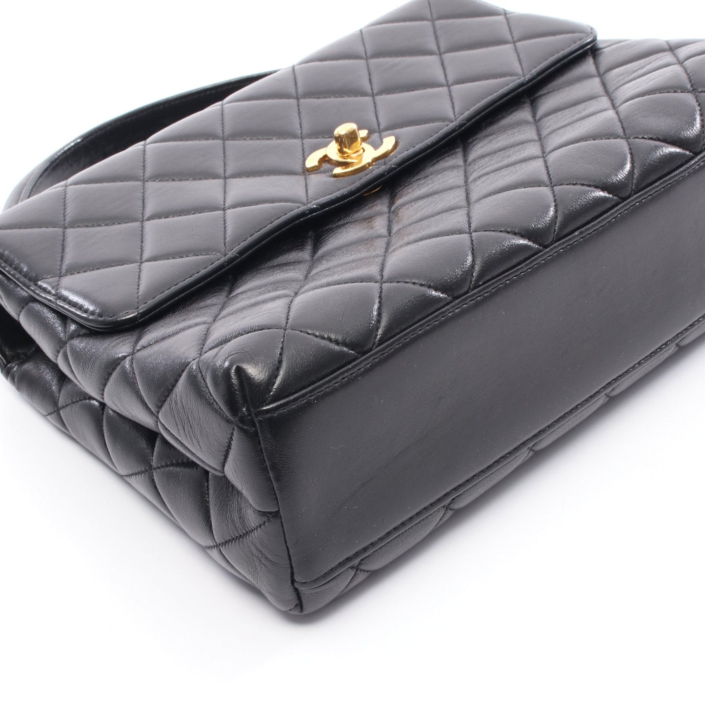 マトラッセ ハンドバッグ ラムスキン ブラック ゴールド金具 シャネル バッグ CHANEL