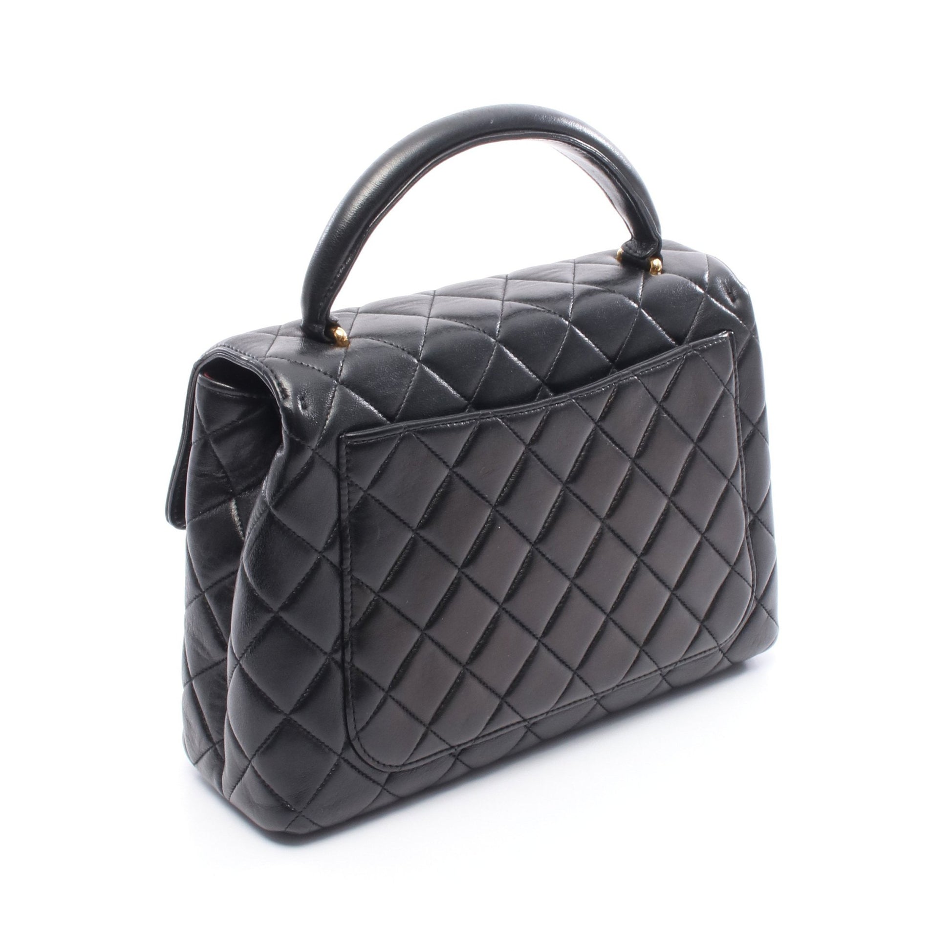 マトラッセ ハンドバッグ ラムスキン ブラック ゴールド金具 シャネル バッグ CHANEL