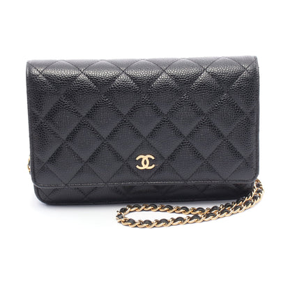 マトラッセ チェーンウォレット キャビアスキン ブラック ゴールド金具 シャネル バッグ CHANEL