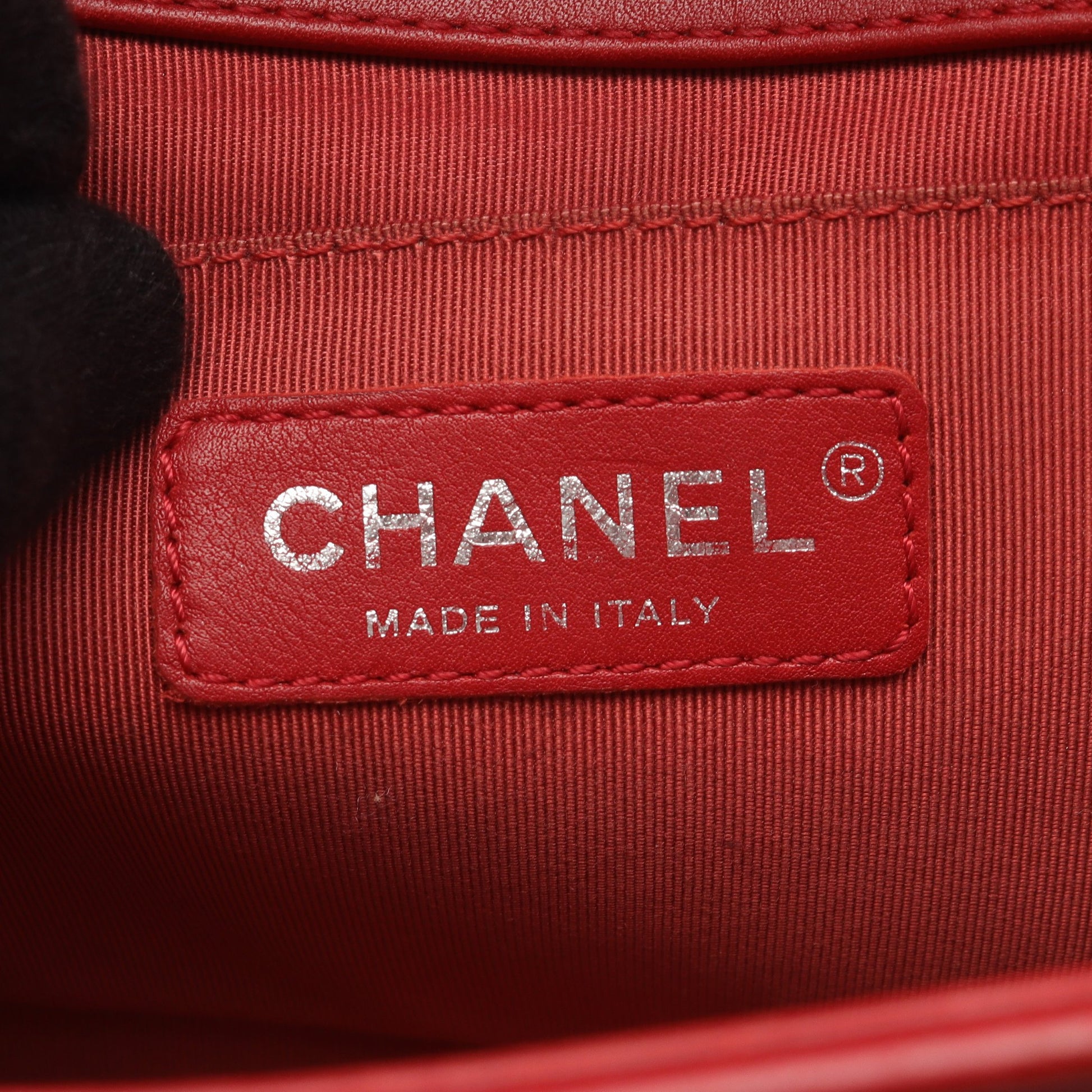 ボーイシャネル チェーンショルダーバッグ ラムスキン レッド アンティークシルバー金具 シャネル バッグ CHANEL