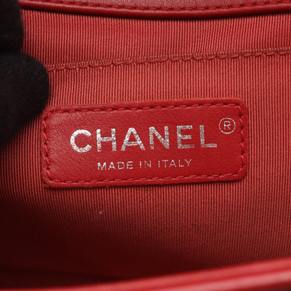 ボーイシャネル チェーンショルダーバッグ ラムスキン レッド アンティークシルバー金具 シャネル バッグ CHANEL
