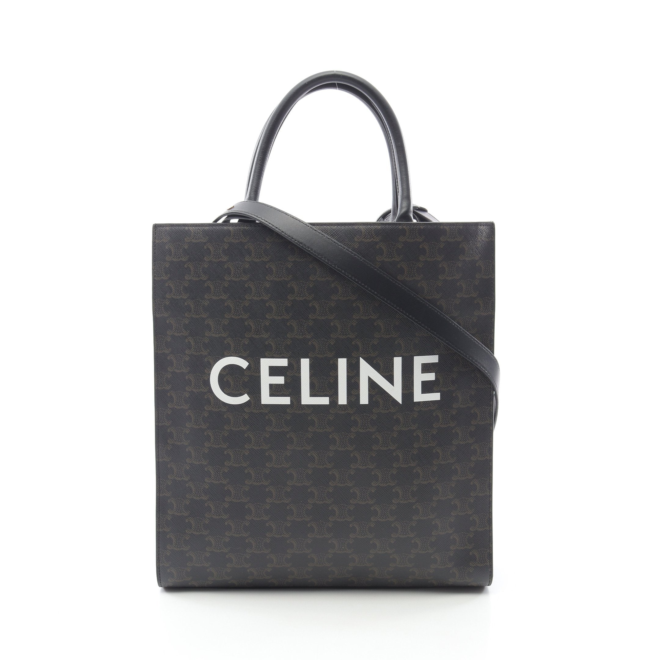 セリーヌ トリオンフ ミディアム バーティカル カバ PVC×レザー 2WAY