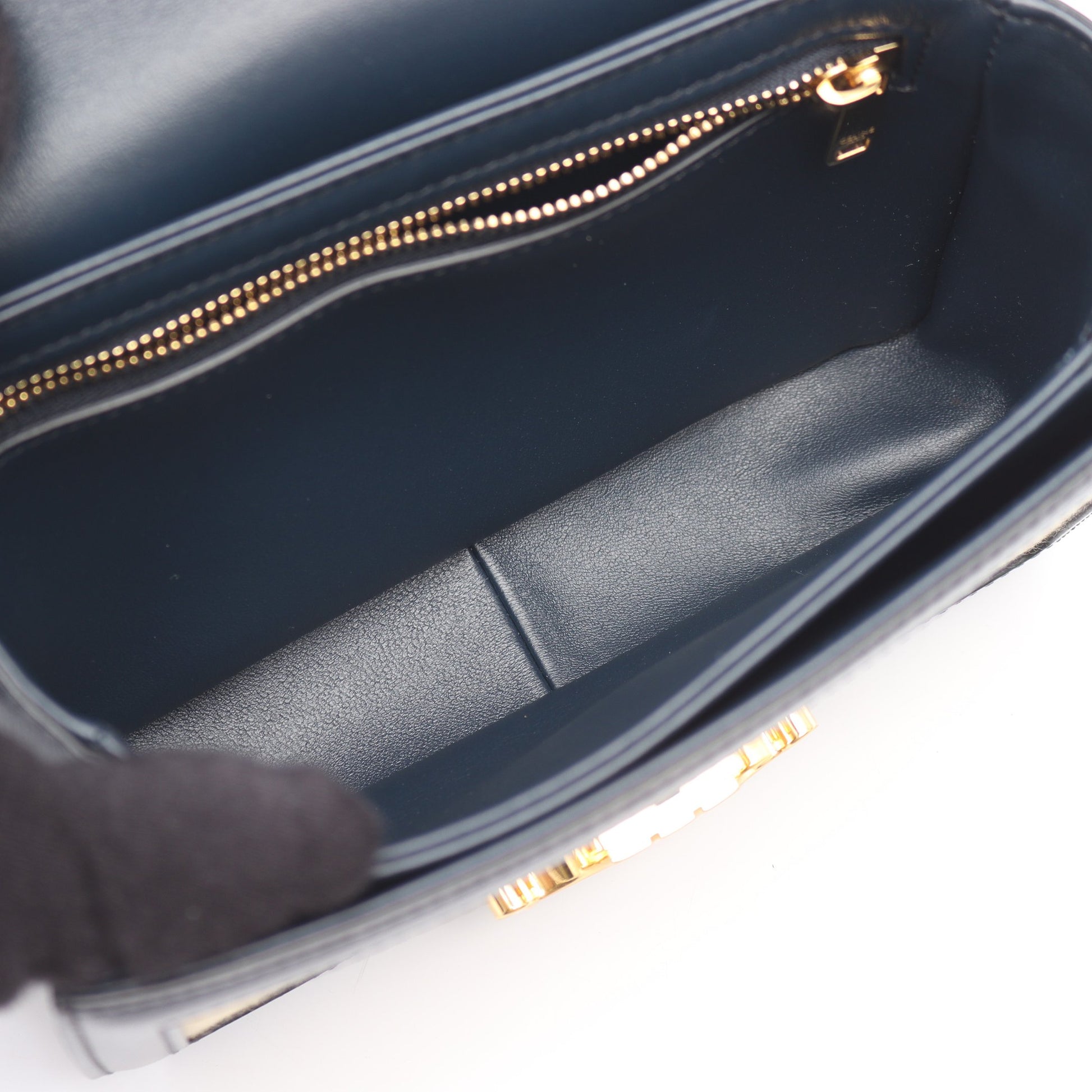 ティーン トリオンフ ショルダーバッグ キャンバス レザー ライトベージュ ダークネイビー セリーヌ バッグ CELINE