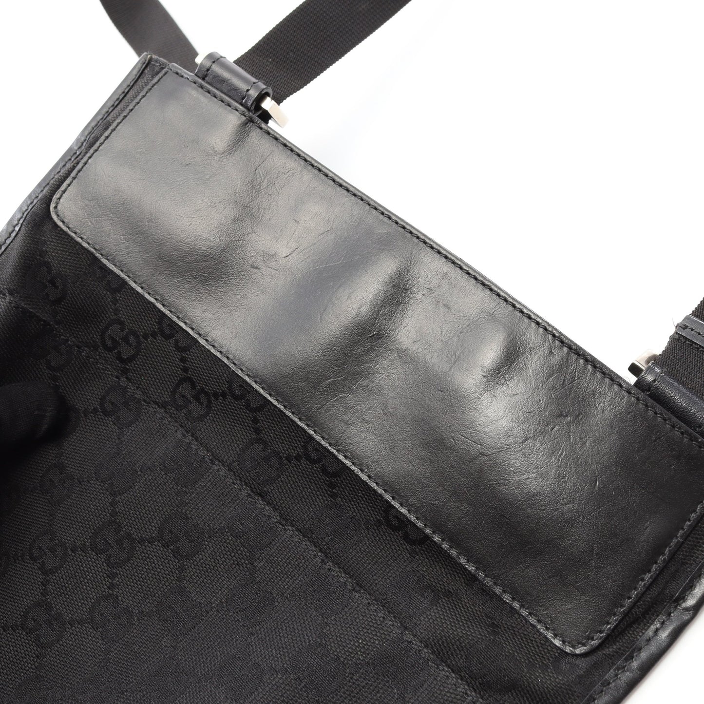 ショルダーバッグ キャンバス レザー ブラック グッチ バッグ GUCCI