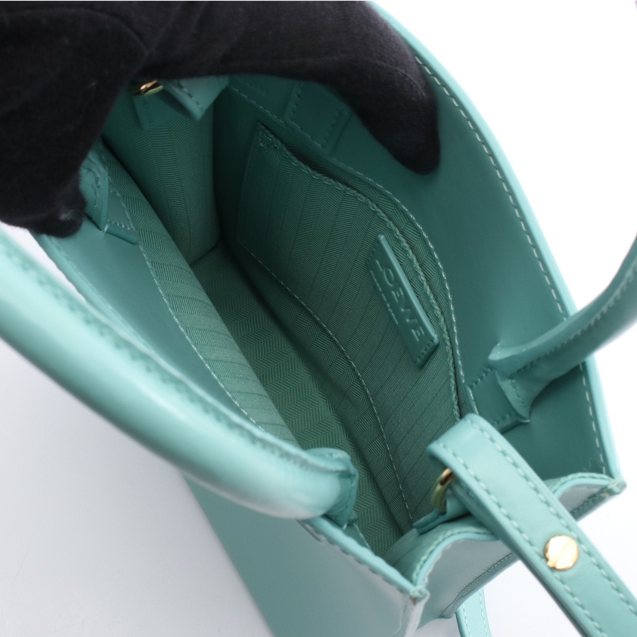 スタンダード A5 ハンドバッグ レザー ターコイズブルー 2WAY ロエベ