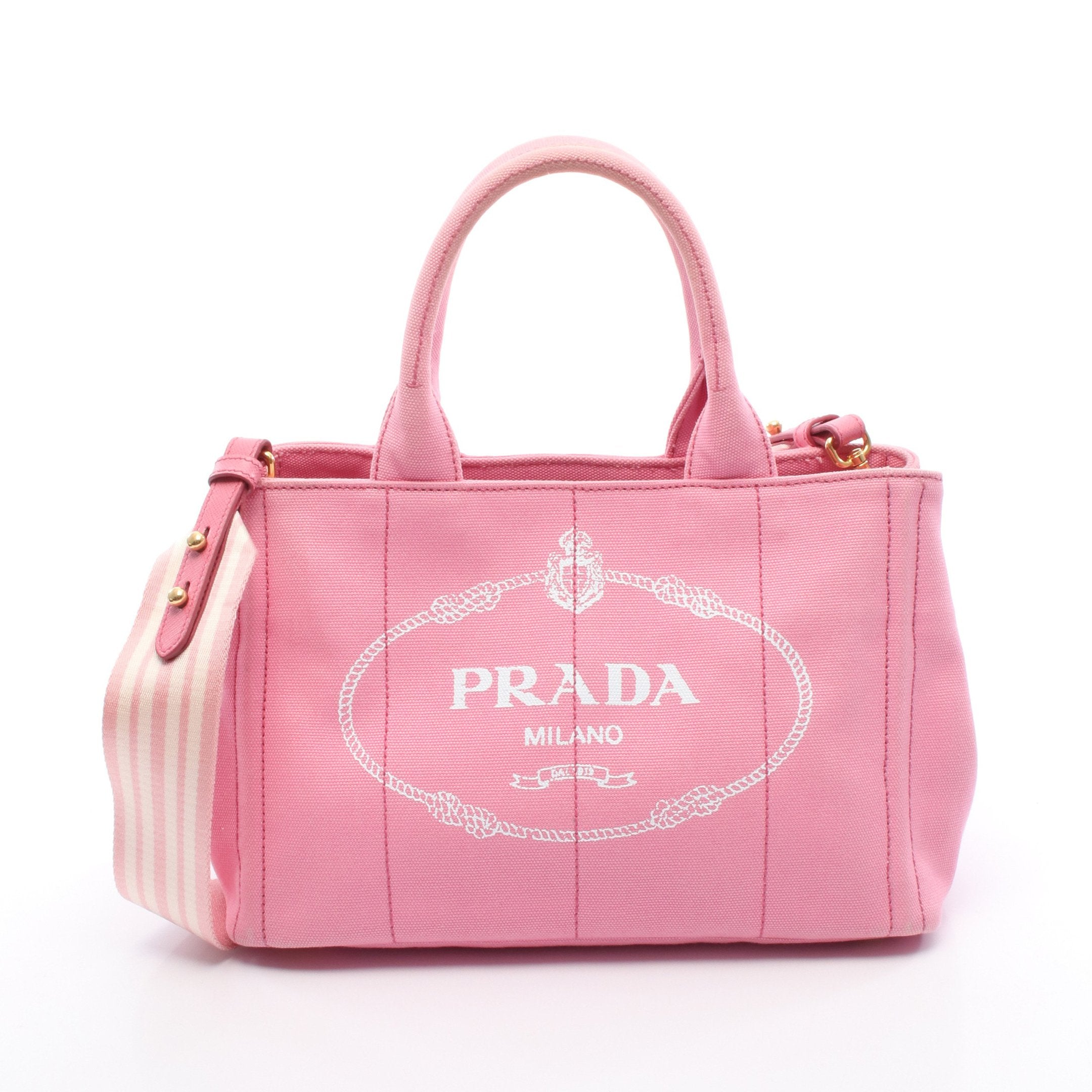PRADA ピンク キャンバス ハンドバッグ