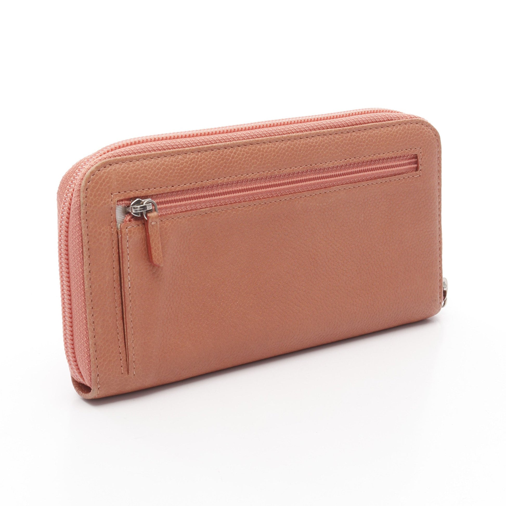 ココマーク ラウンドファスナー長財布 キャビアスキン コーラルピンク  