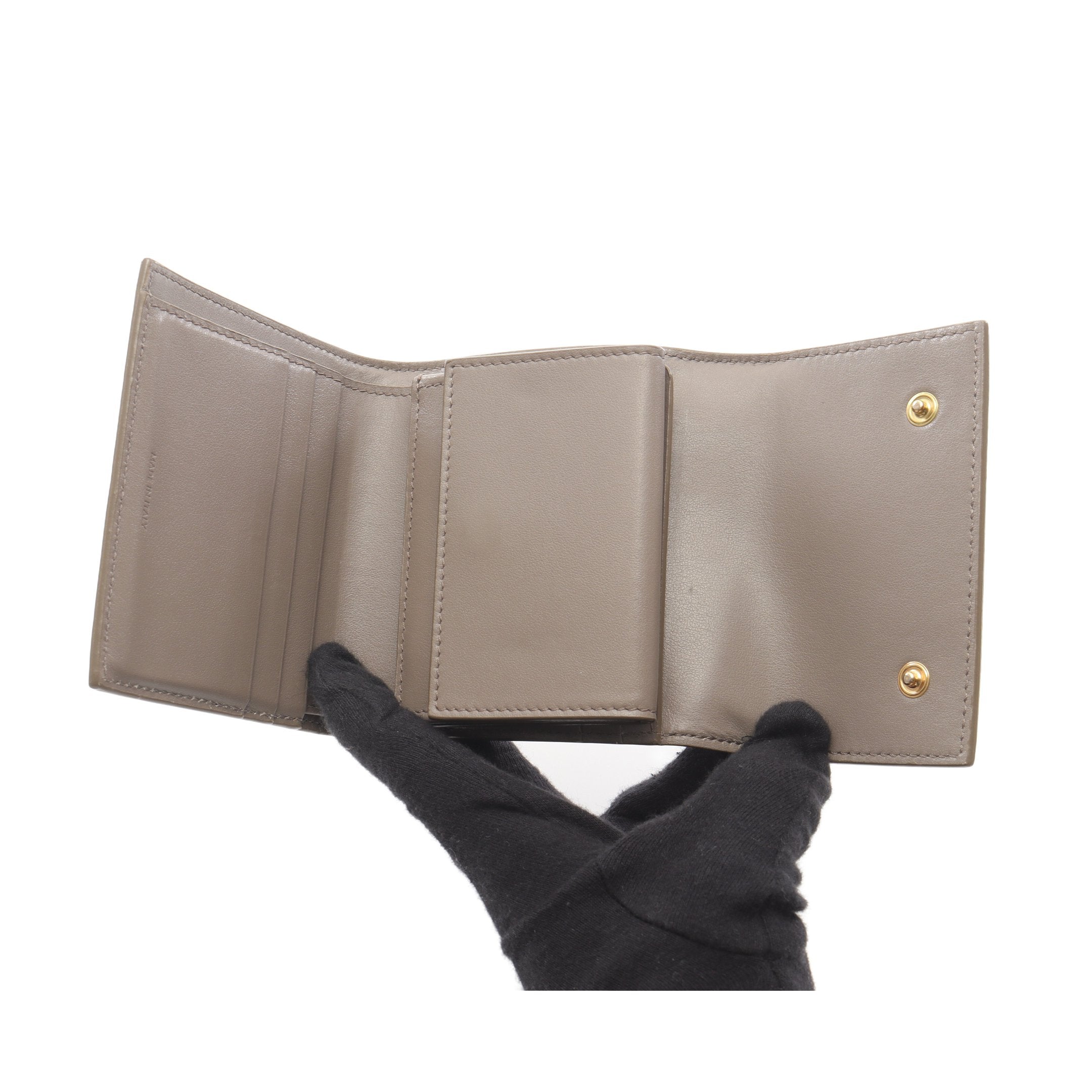 スモール トリフォールドウォレット 三つ折り財布 レザー グレー