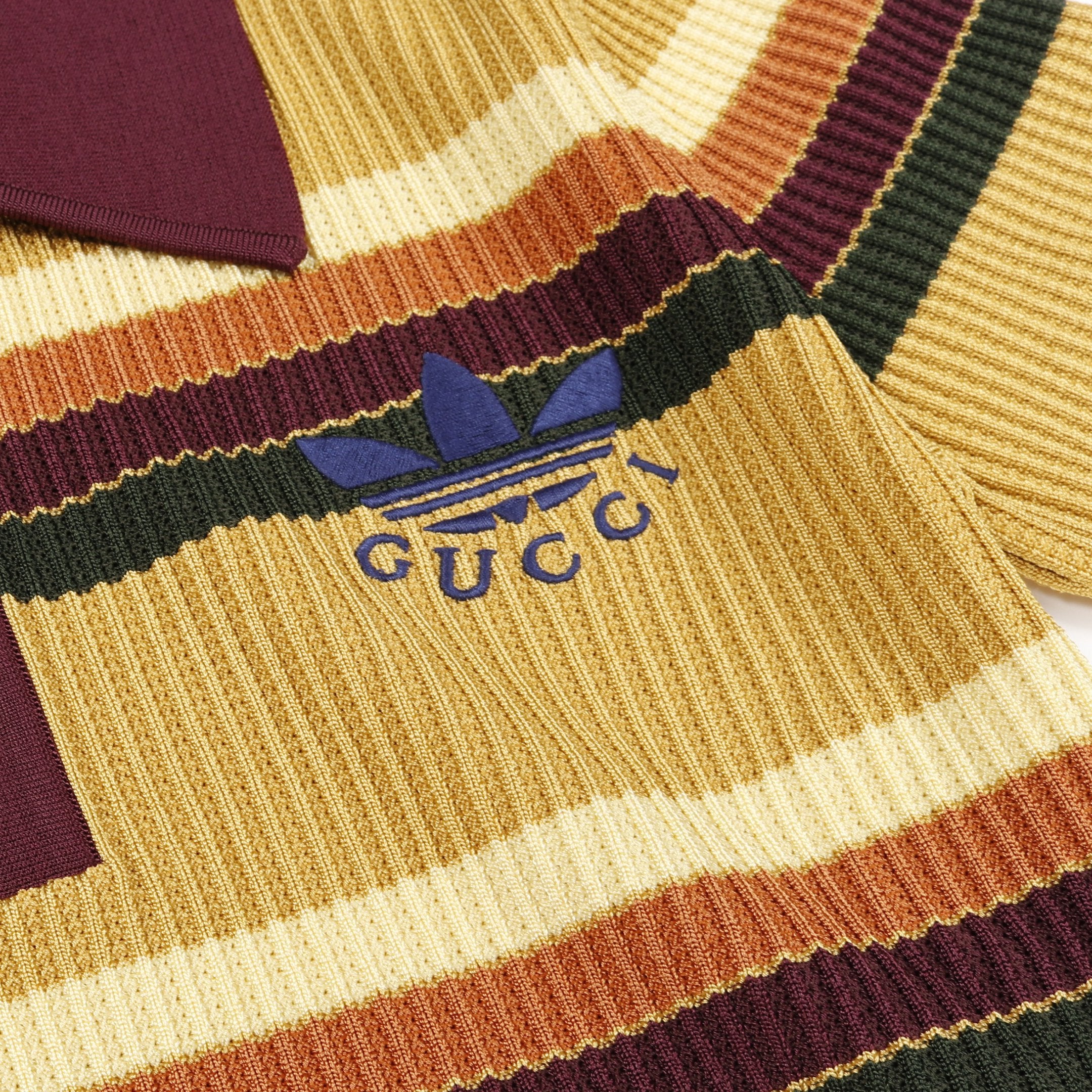 GUCCI ストライプ （ボーダー）ニットポロシャツ GUCCI × adidas ニット ポロシャツ ボーダー レーヨン イエロー