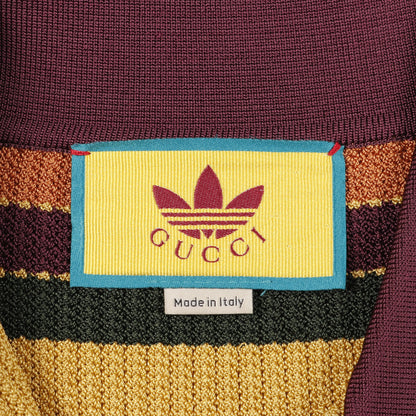 GUCCI × adidas ニット ポロシャツ ボーダー レーヨン イエローブラウン マルチカラー グッチ トップス GUCCI
