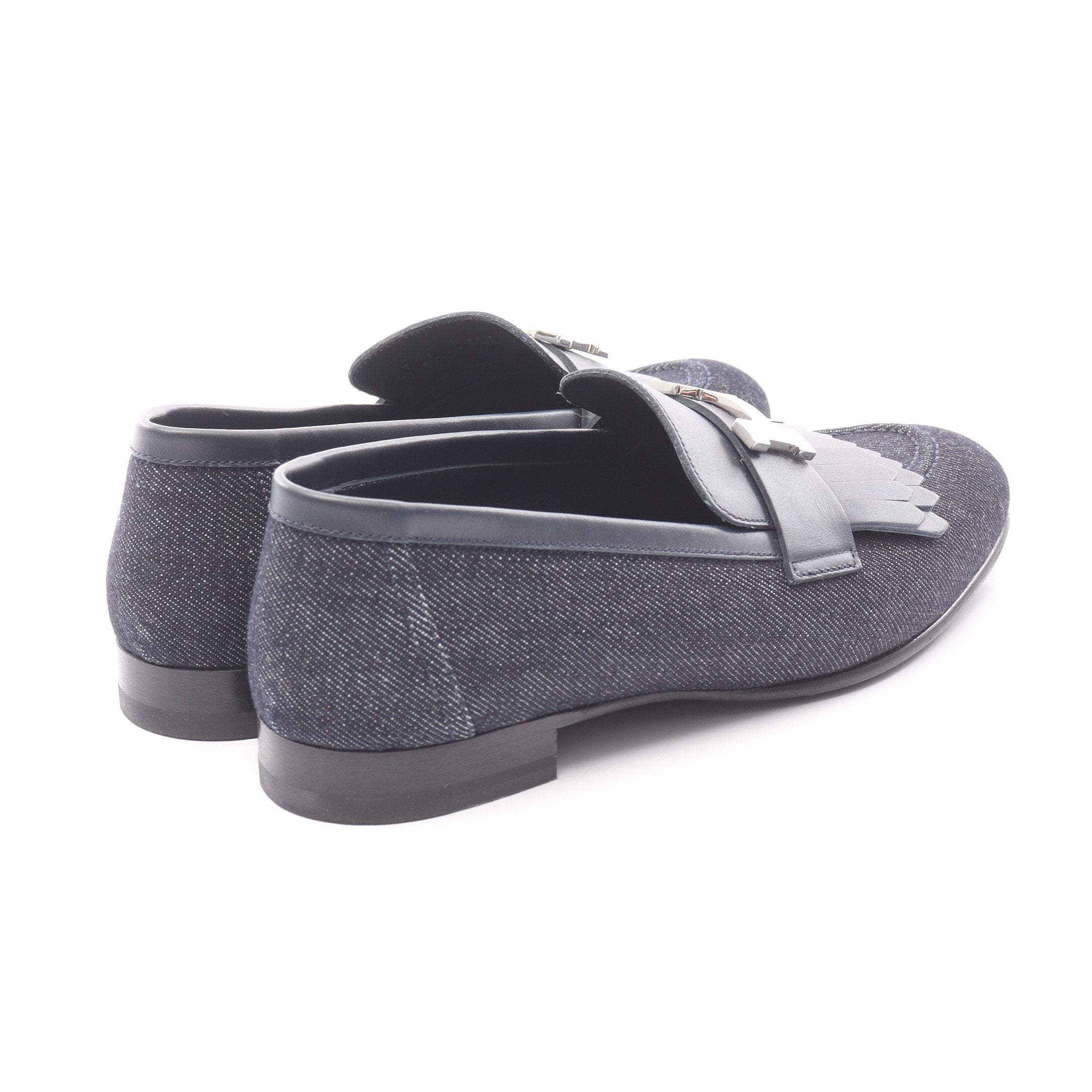 ロワイヤル モカシン ローファー デニム レザー インディゴブルー