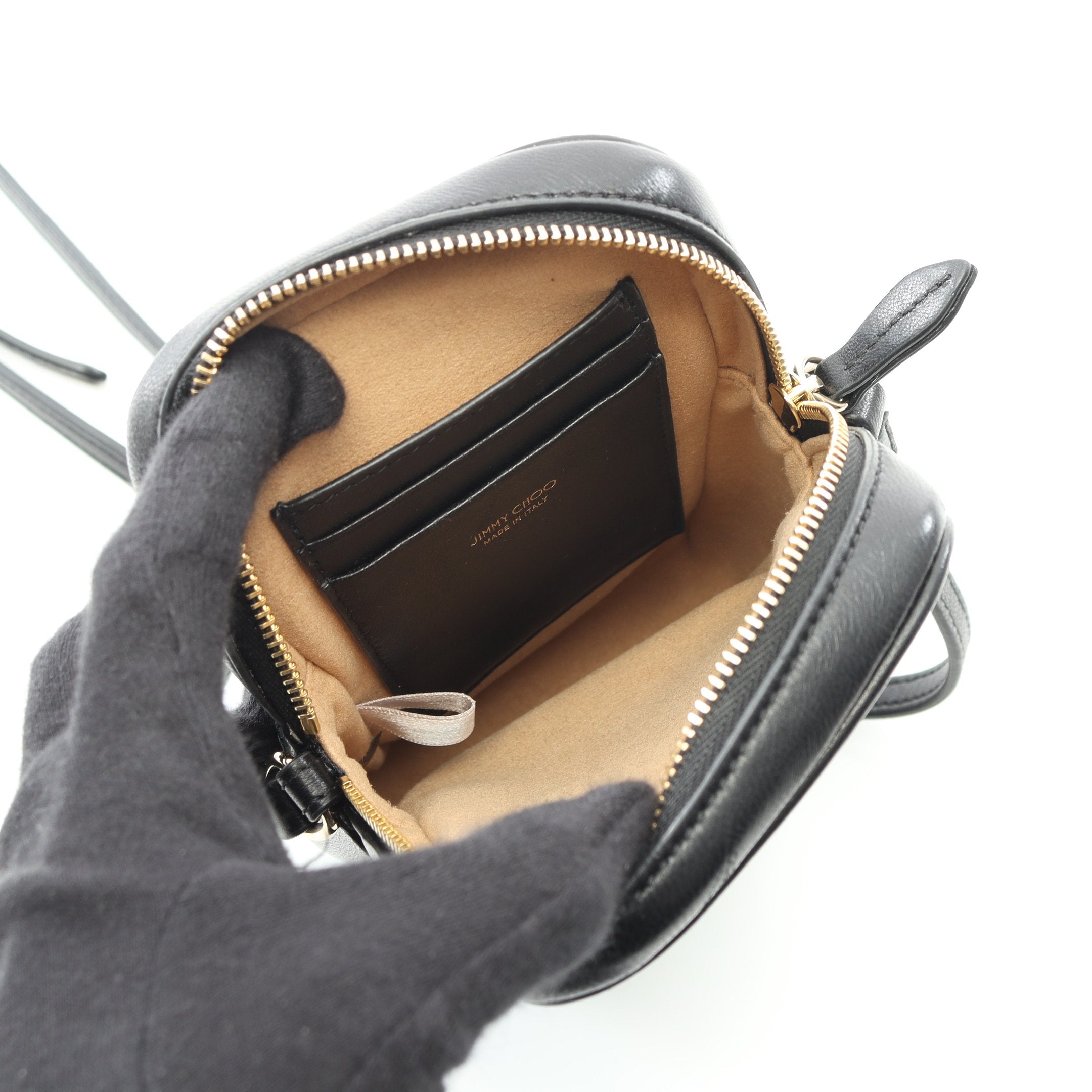 AVENUE フォンケース ショルダーバッグ レザー ブラック ジミーチュウ