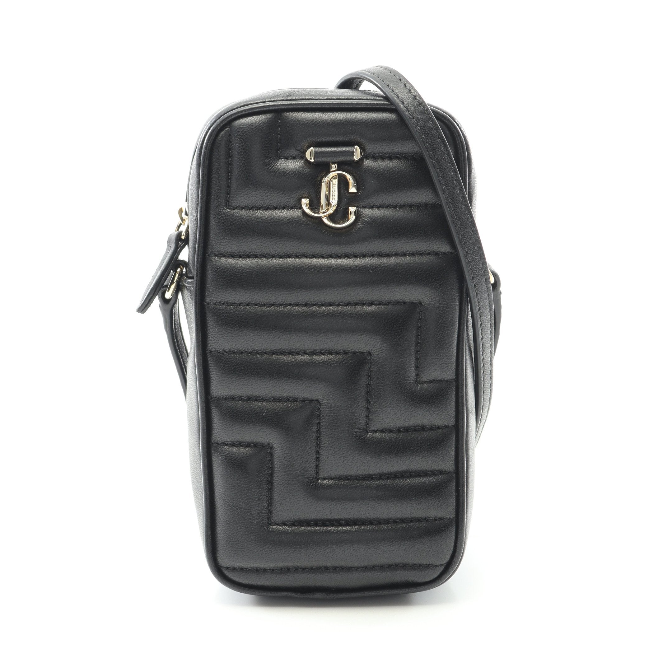 AVENUE フォンケース ショルダーバッグ レザー ブラック ジミーチュウ