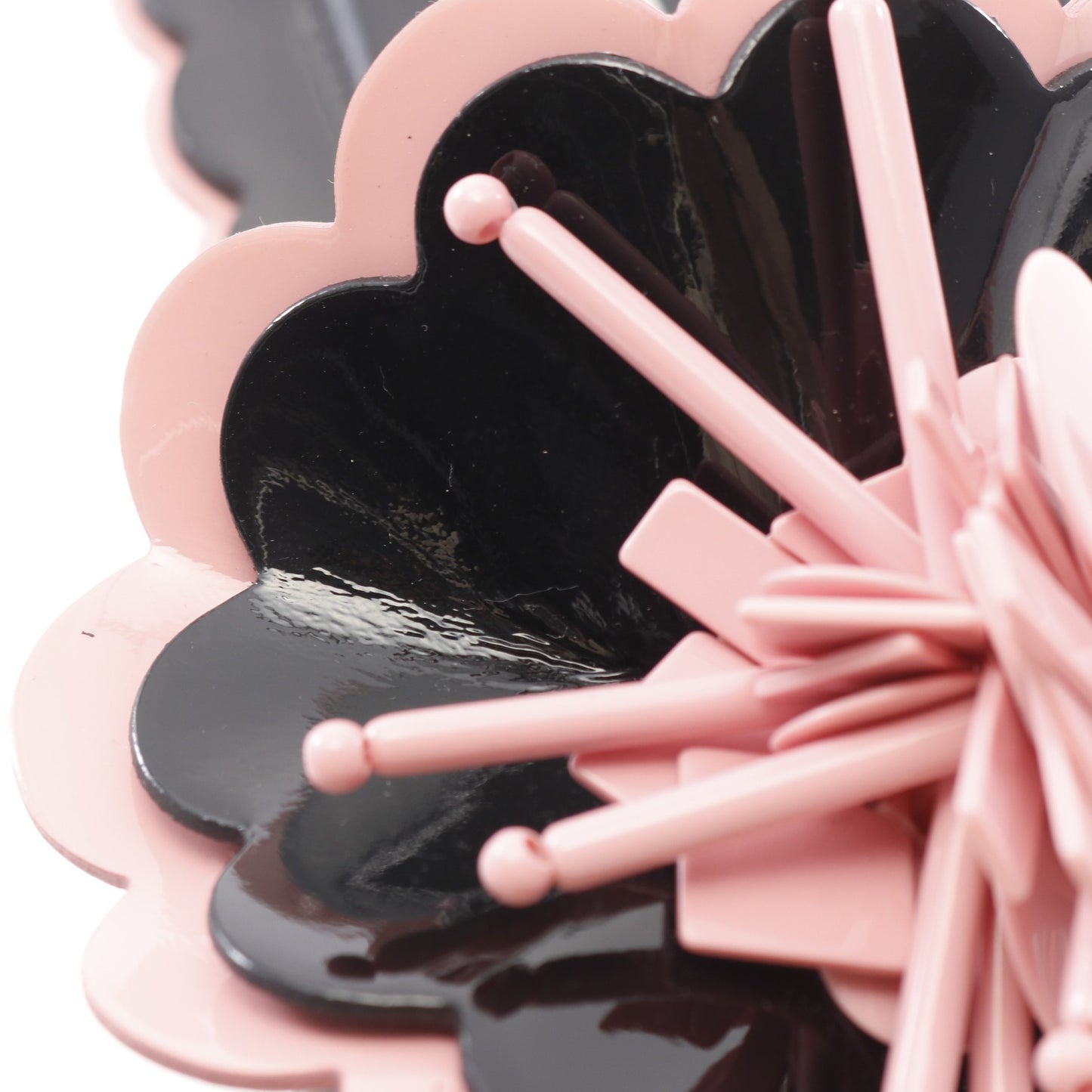 フラワー スライドサンダル エナメルレザー ブラック ピンク ミュウミュウ シューズ miu miu