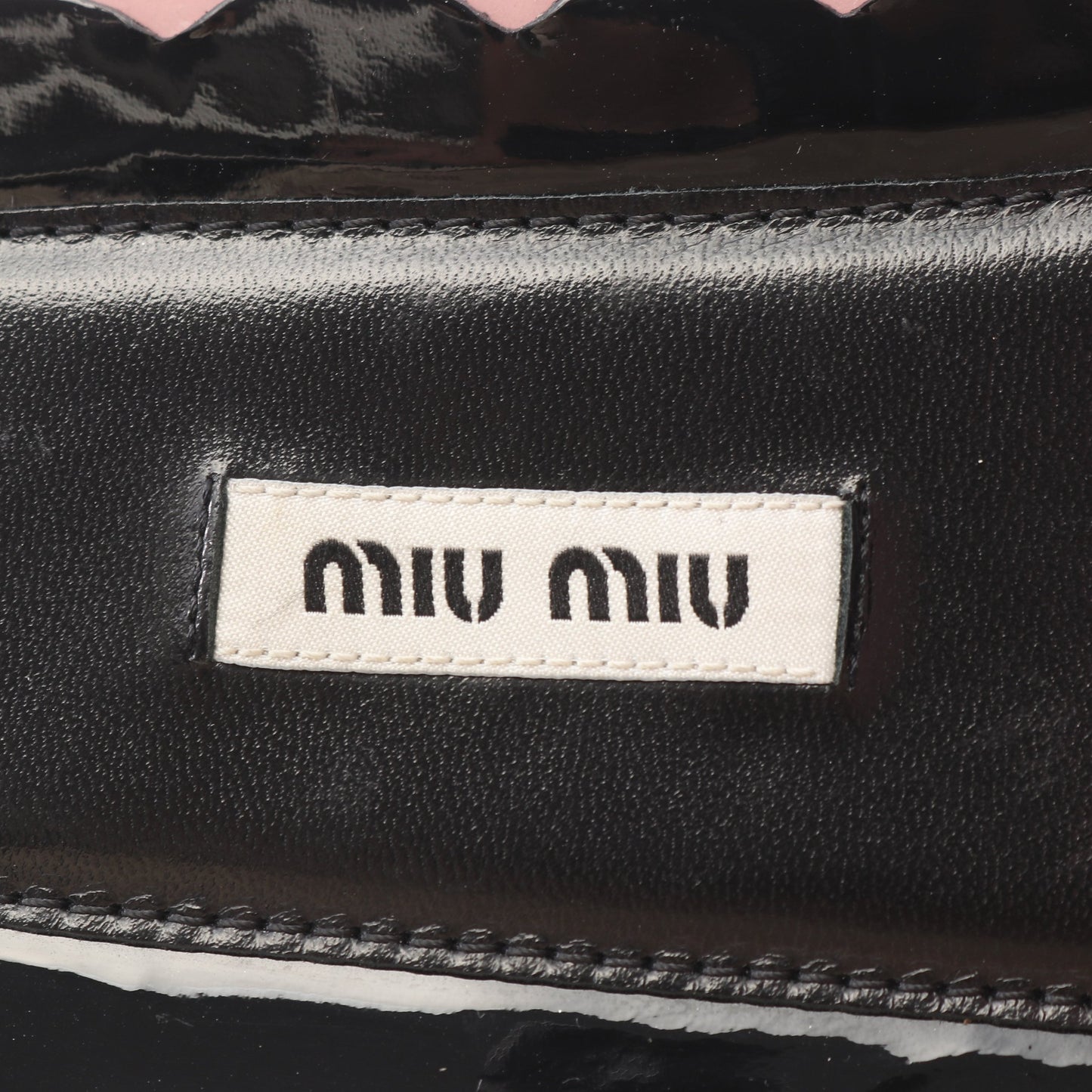 フラワー スライドサンダル エナメルレザー ブラック ピンク ミュウミュウ シューズ miu miu